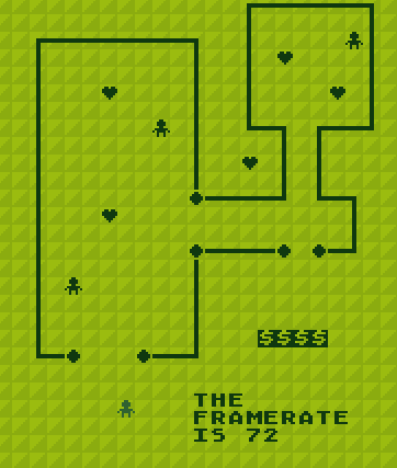 A simple gameboy-style pixel art map of a building