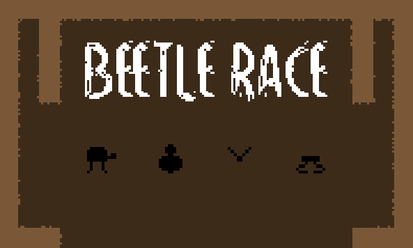 The title screen for Beetle Race, featuring the playable characters in pixel art.
